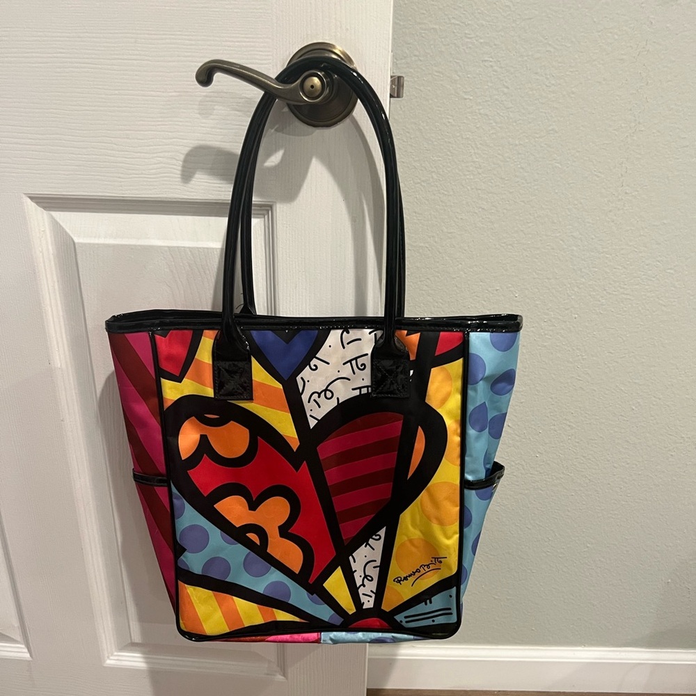 Romero Britto A NEW DAY Heart Tote Bag Colorful Collectible